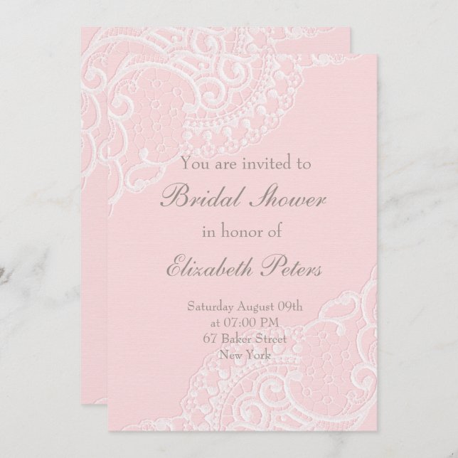 Convites Chá de panela de Casamento Elegante de Locais Rosa (Frente/Verso)