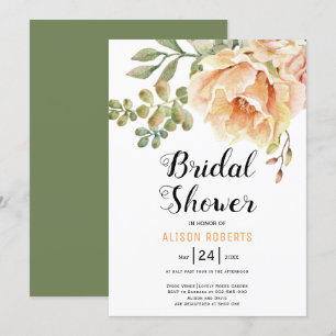 Convites chá de panela de casamento floral de flores aquá