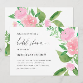Convites Chá de panela de Casamento Floral e Caligráfico Ro