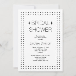 Convites Chá de panela de casamento geométrico branco preto