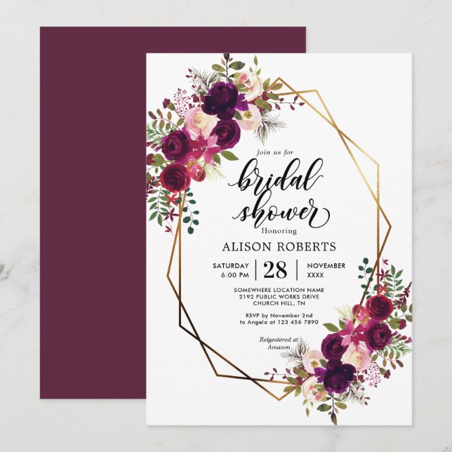 Convites Chá de panela de casamento geométrico do Boho bord (Frente/Verso)