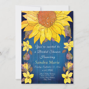 Convites Chá de panela de Casamento Rustic Floral Sunflowe