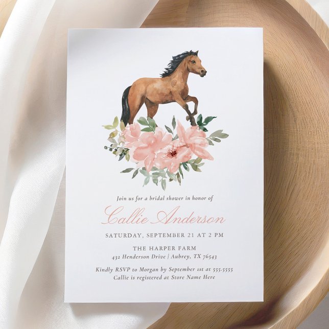 Convites Chá de panela de Cavalo Floral Rosa (Criador carregado)