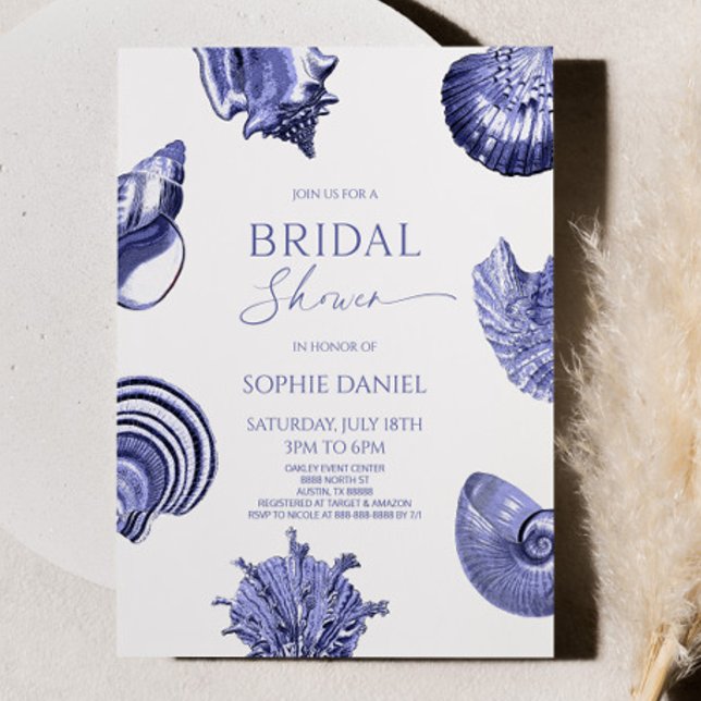 Convites Chá de panela de Cercas Azuis do Oceano Elegante (Criador carregado)