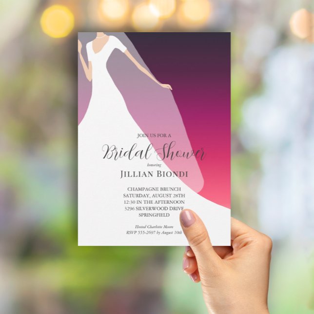 Convites Chá de panela de Cereja Gown e Veil (Criador carregado)