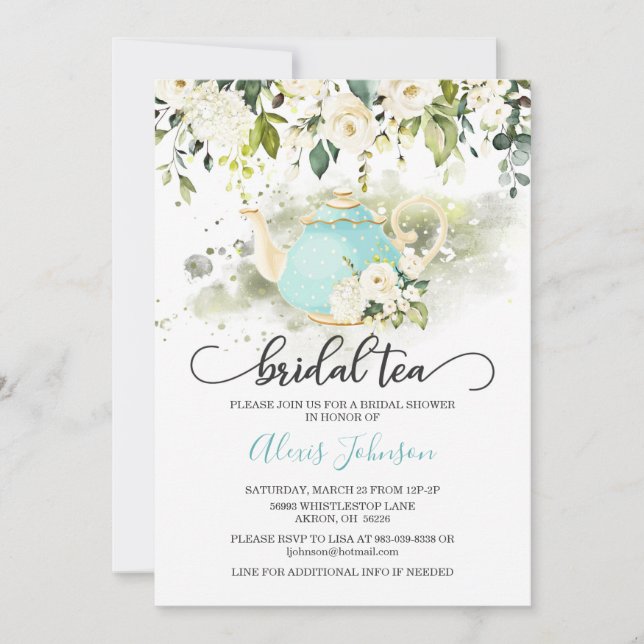 Convites Chá de panela de Chá - Azul (Frente)