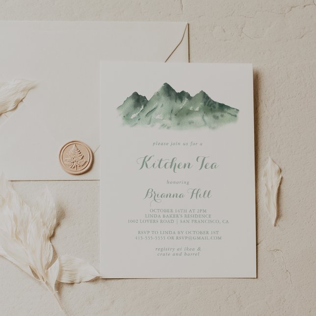 Convites Chá de panela de chá de cozinha verde-montanha (Criador carregado)