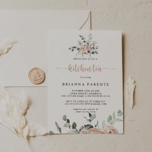 Convites Chá de panela de chá rosa rosa rosado clássico