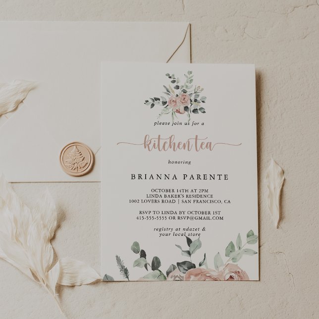 Convites Chá de panela de chá rosa rosa rosado clássico (Criador carregado)