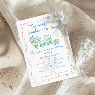 Convites Chá de panela de Chá Whimsical Desenhado Mão Multi