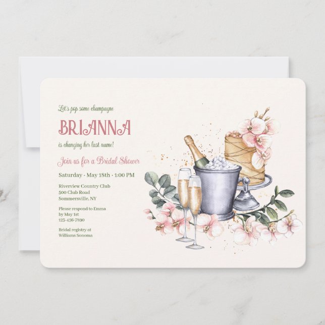 Convites Chá de panela de champanhe (Frente)