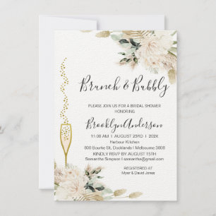 Convites Chá de panela de champanhe Beige Green Boho Brunch