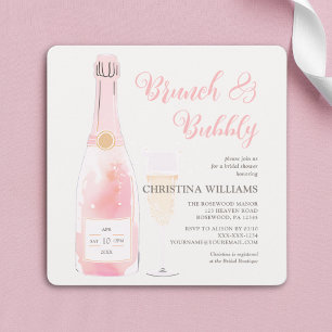 Convites Chá de panela de champanhe Brunch e Borracha Rosa