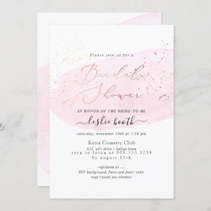 Convites Chá de panela de Champanhe de Cor de Água Rosa Pix