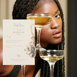 Convites Chá de panela de champanhe de Rosas Secos de Creme