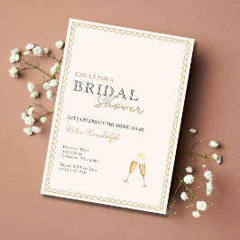 Convites Chá de panela de Champanhe Dourado e Preto