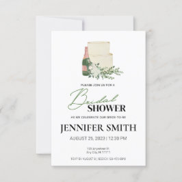 Convites Chá de panela de champanhe e bolo