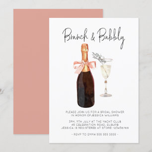 Convites Chá de panela de champanhe legante Brunch e Bubbl