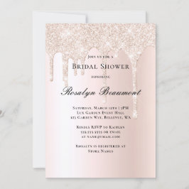 Convites Chá de panela de champanhe Rosa cor-de-rosa brilha