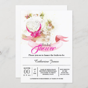 Convites chá de panela de chapéu floral de verão