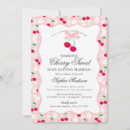 Convites Chá de panela de Cherry Sweet Pink Coquette Gingha