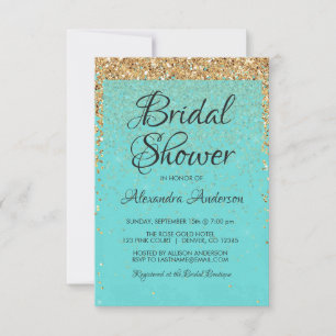 Convites Chá de panela de cintilação brilhante azul de c