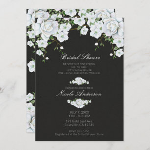 Convites Chá de panela de Cinzas Floral e de Carvão de Rosa