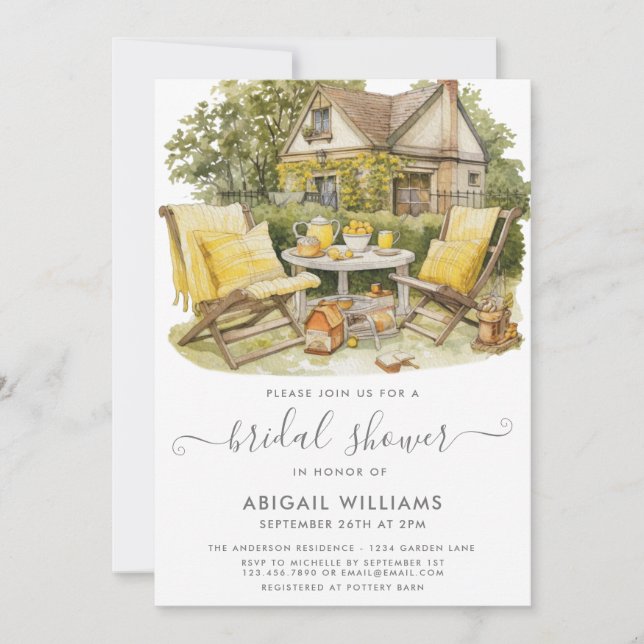 Convites Chá de panela de Citros Picnic Lemon do Partido do (Frente)