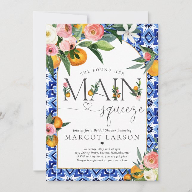 Convites Chá de panela De Citros Que Ela Encontrou Seu Prin (Frente)