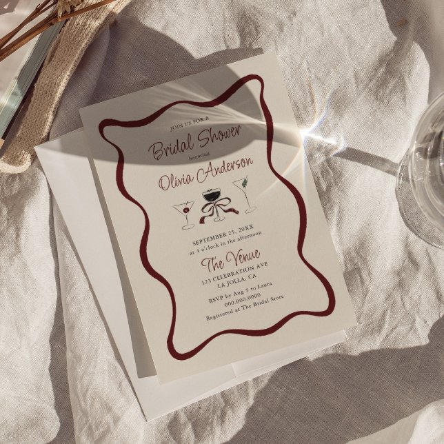 Convites Chá de panela de Cocktails Desenhados à Mão (Criador carregado)