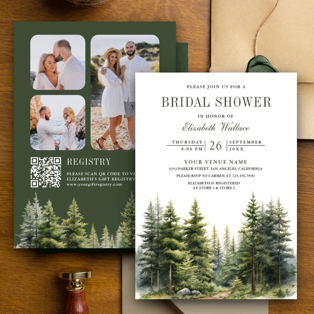 Convites Chá de panela de Código QR de Foto da Floresta de  (Criador carregado)