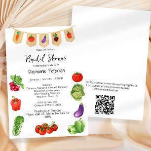 Convites Chá de panela de código QR para vegetação do merca