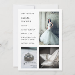 Convites Chá de panela de Colagem de Fotos Branca Moderna