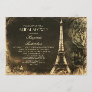 Convites Chá de panela de colheita da torre Eiffel de Paris