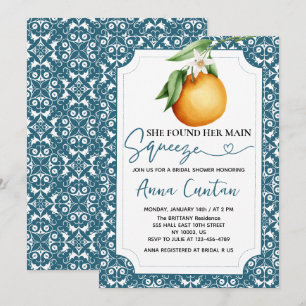 Convites Chá de panela de compressão principal Azulejo azul