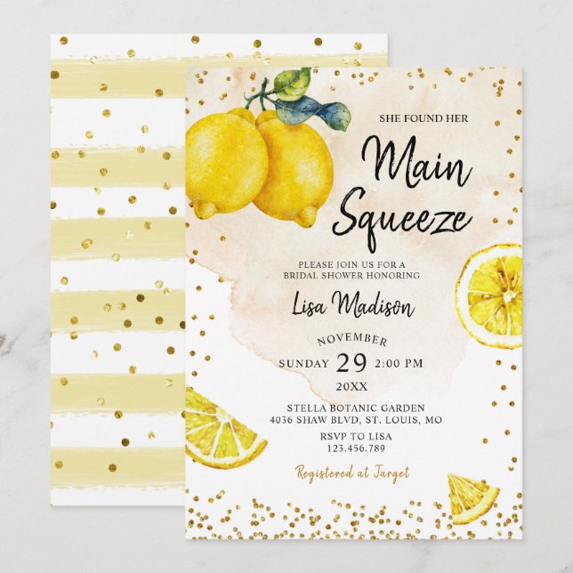 Convites Chá de panela de compressão principal de limão (Frente/Verso)