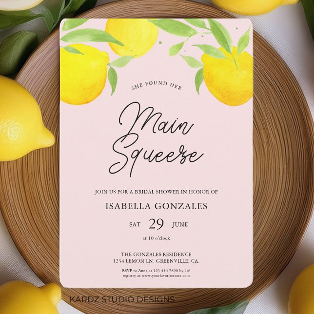 Convites Chá de panela de compressão principal do Citrus (This citrus summer bridal shower invitation is shown in 5 x 7 inches. Other sizes available.)