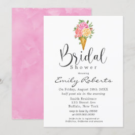 Convites Chá de panela de Cone Amarelo Sorvete Cor-de-rosa