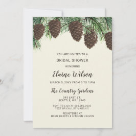 Convites Chá de panela de cone Rustic Pine