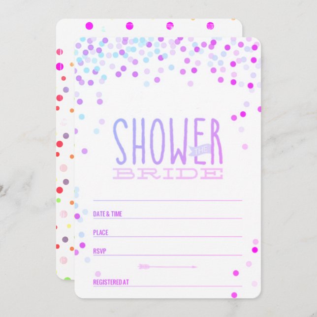 Convites Chá de panela de Confetti Bonito (Frente/Verso)