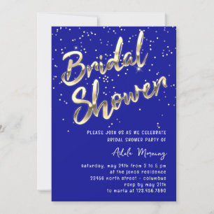 Convites Chá de panela de Confetti Dourado - Script Royal B