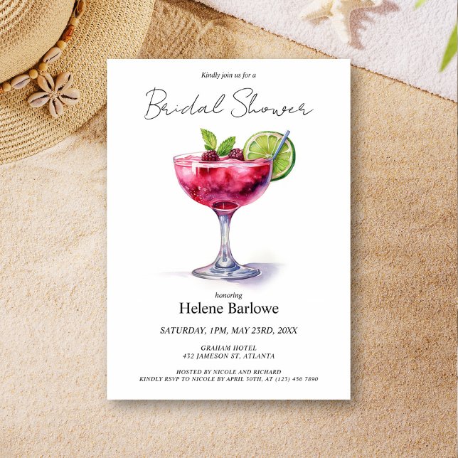 Convites Chá de panela de coquetel de verão da piscina (Pool Party Summer Cocktail Bridal Shower Invitation)