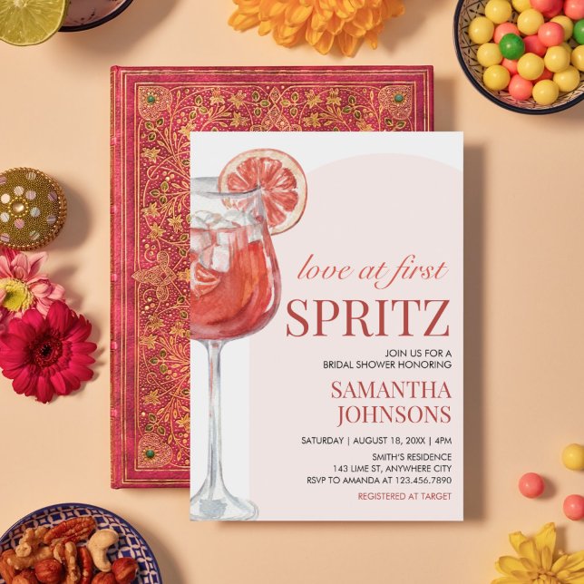 Convites Chá de panela de coquetel Pomelo Moderno (Love at First Spritz Bridal Shower Invitation)