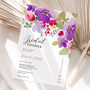 Convites Chá de panela de cor da água floral, cor de rosa-r