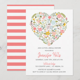 Convites Chá de panela de Coração Floral