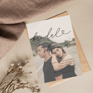 Convites Chá de panela de Coração Manuscrito Minimalista