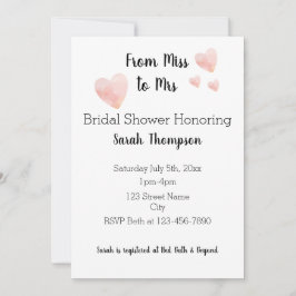 Convites Chá de panela de Corações Cor-de-Rosa Preto e Bran