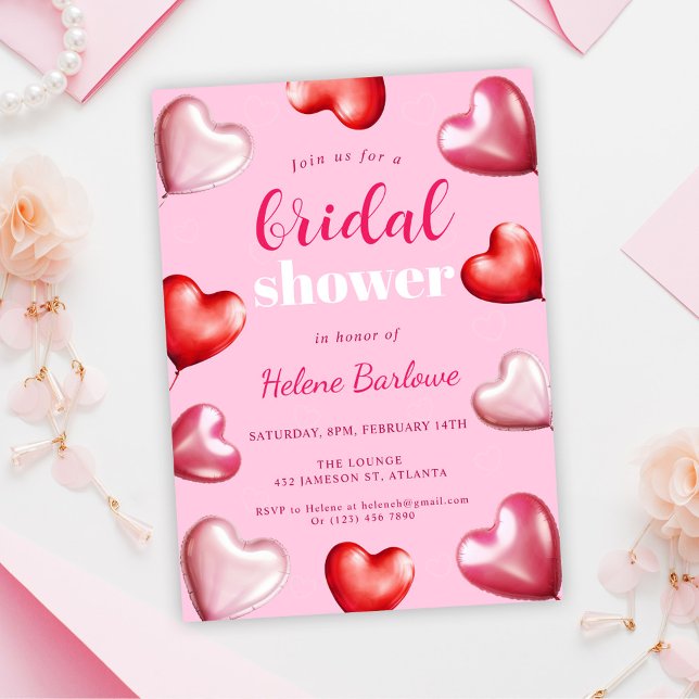 Convites Chá de panela de Corações Rosa de Festa Bonita (Cute Girly Fun Party Pink Bridal Shower Invitation)