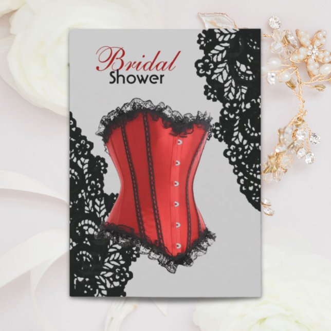 Convites Chá de panela de corset de Lingerie (Girly Lingerie party vintage corset bridal shower Invitation)