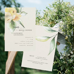 Convites Chá de panela de Creme Floral Amarelo Suave